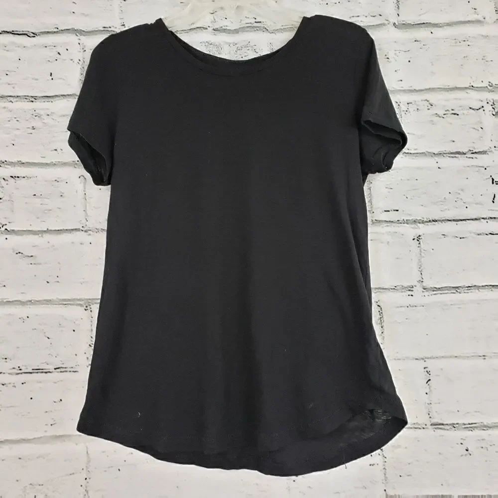 Caslon basic solid black shoet sleeve tee size small oversized casual
